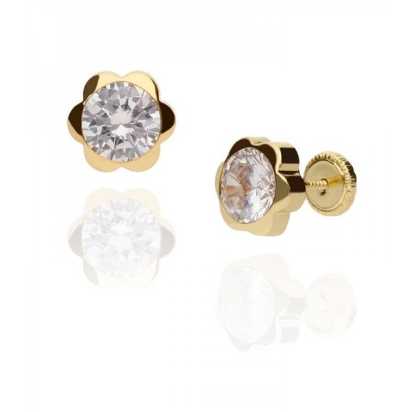 Pendientes Oro 18K Flor 6177