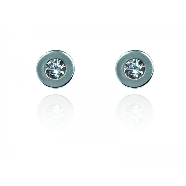Pendientes Oro Blanco 18k Chatón
