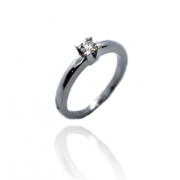 Sortija Oro Blanco 18k Diamante 0.18 ct
