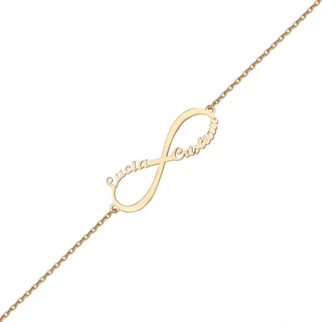 Pulsera Oro 18k Infinito + Nombres