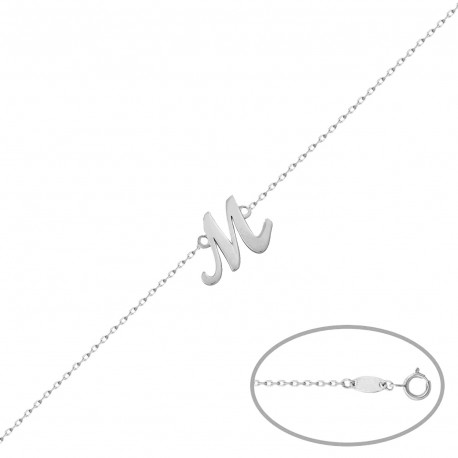 Pulsera Oro Blanco 18k Letra Inglesa