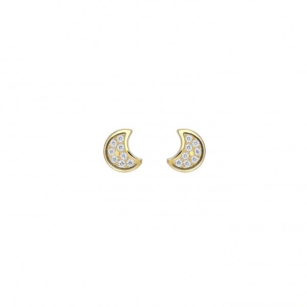 Pendientes Luna Oro 18k Circonitas