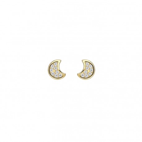 Pendientes Luna Oro 18k Circonitas