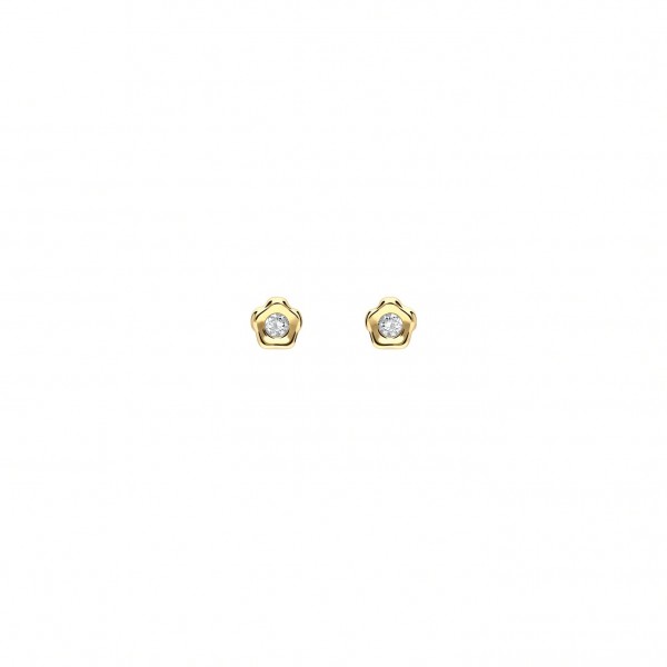 Pendientes Flor Oro 18K y Circonitas
