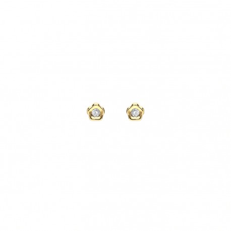 Pendientes Flor Oro 18K y Circonitas