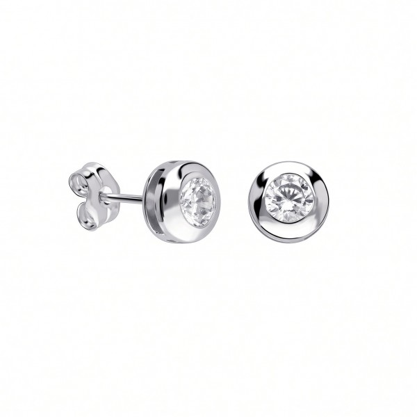 PENDIENTES ORO BLANCO 18K Y CIRCONITA