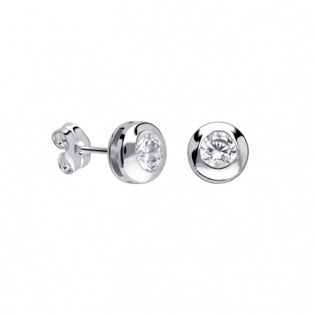 PENDIENTES ORO BLANCO 18K Y CIRCONITA