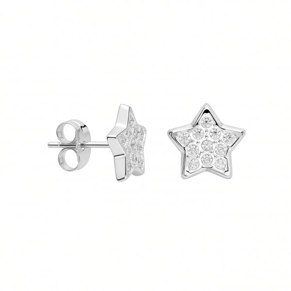 PENDIENTES ORO BLANCO 18K Y CIRCONITAS