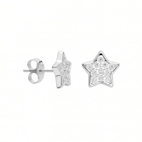 PENDIENTES ORO BLANCO 18K Y CIRCONITAS