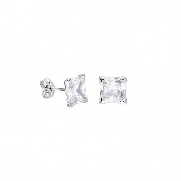 PENDIENTES ORO BLANCO 18K Y CIRCONITAS